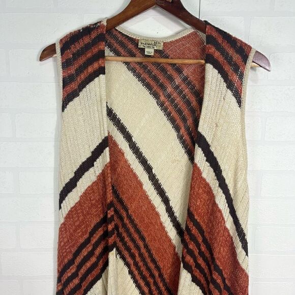 One World Womens Knit Cardigan Size XL Striped Sleeveless - Picture 3 of 16